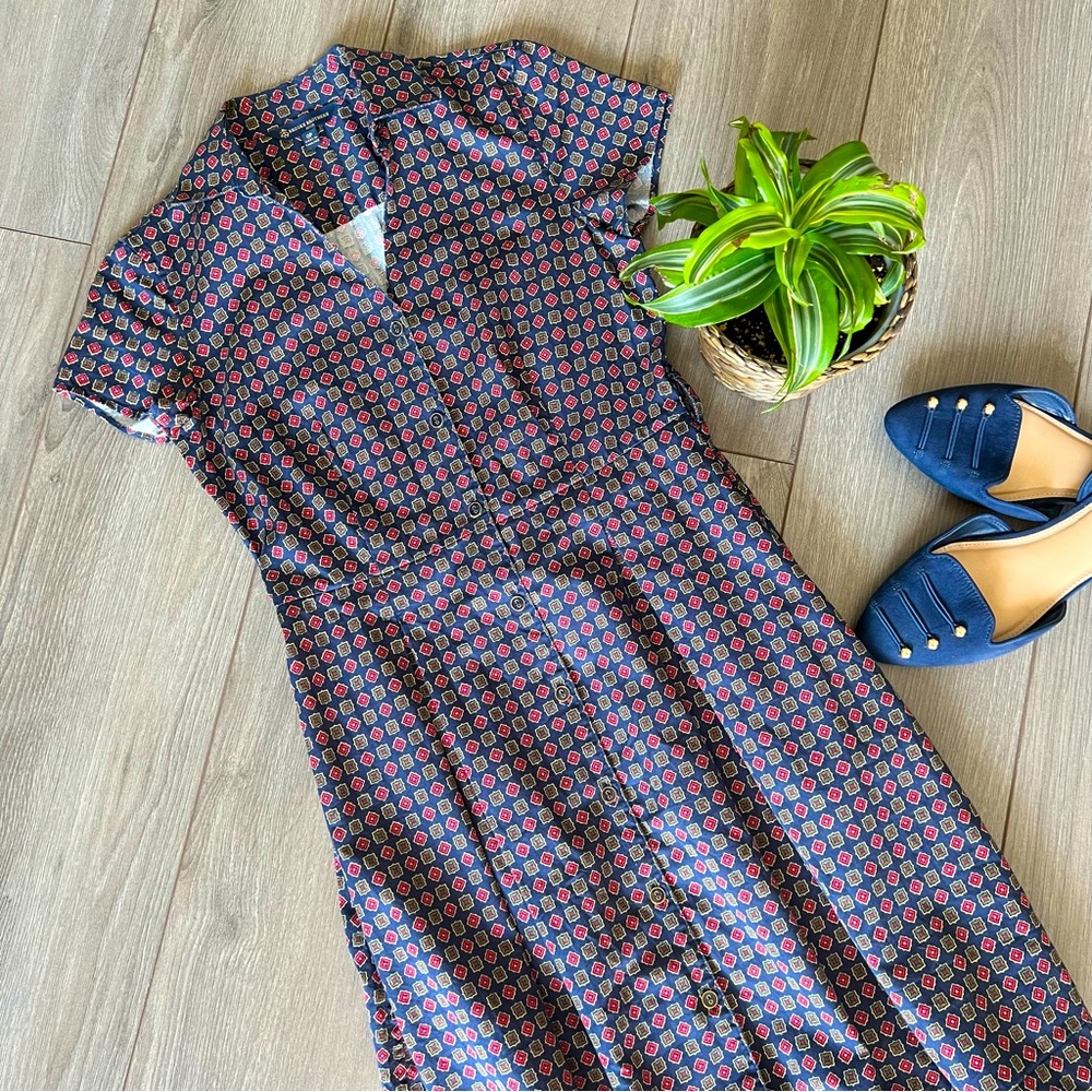 Brooks Brothers Pleated Patterned Shirt Dress 0P